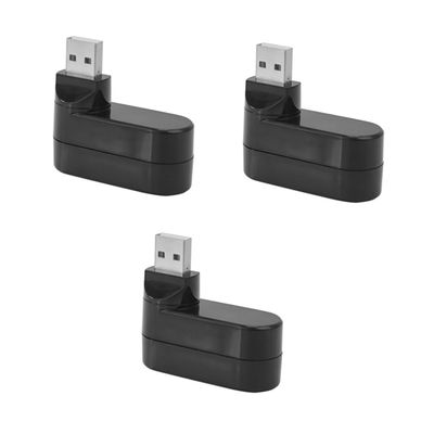 HEMOTON 3pcs 3 Cable Hub 2.0 Hub 3 x Port Splitter Adapter Rotatable 180 Charger for Laptop