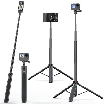 VRIG TP21 54inch Telescopic Selfie Stick Long with Tripod, Waterproof Hand Grip with 1/4" Screw for Insta360 X5/X4 /X3/X2 /ACE PRO, DJI Osmo Action 5Pro/4/3,Pocket 3,GoPro Hero 13 12 11 10 9