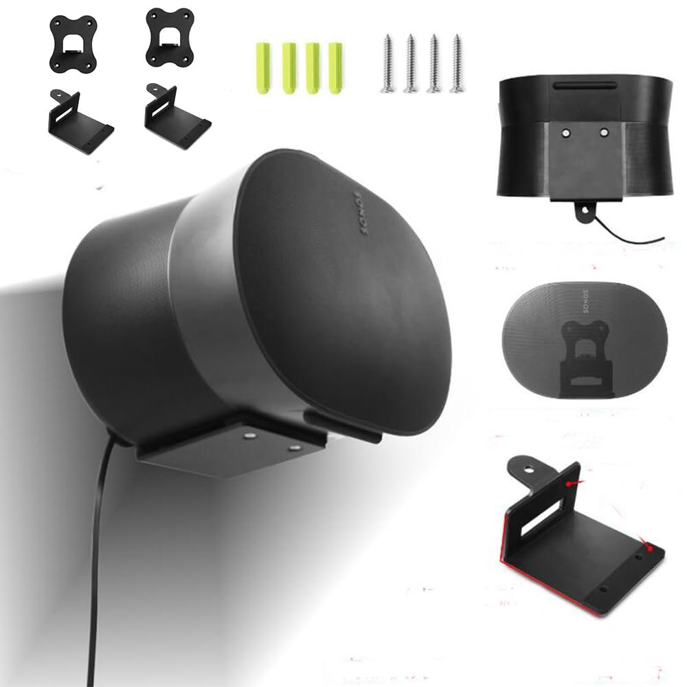 Coyktonty Aluminium Wall Bracket/Wall Mount Bracket for SONOS Era300 Speakers,Duty Speaker Mount Mounting Brackets (Black+Black)