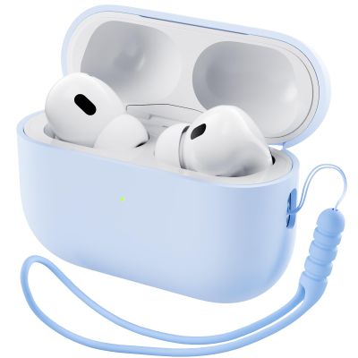ORNARTO Compatible with AirPods Pro 2 Case 2022, Full Protective Hybrid Silicone for AirPods Pro 2nd Generation Case, Front LED Visible Skin Cover-Baby Blue