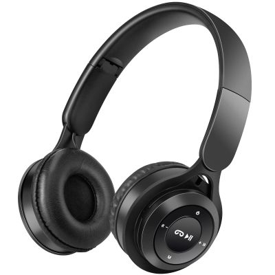 clelize Kids Bluetooth Headphones, On Ear Wireless Headsets for Children with Built-in Microphone, Foldable Stereo Detachable Aux 3.5mm Cord, Kids Headphones for Boys Girls School iPad Tablet (Black)