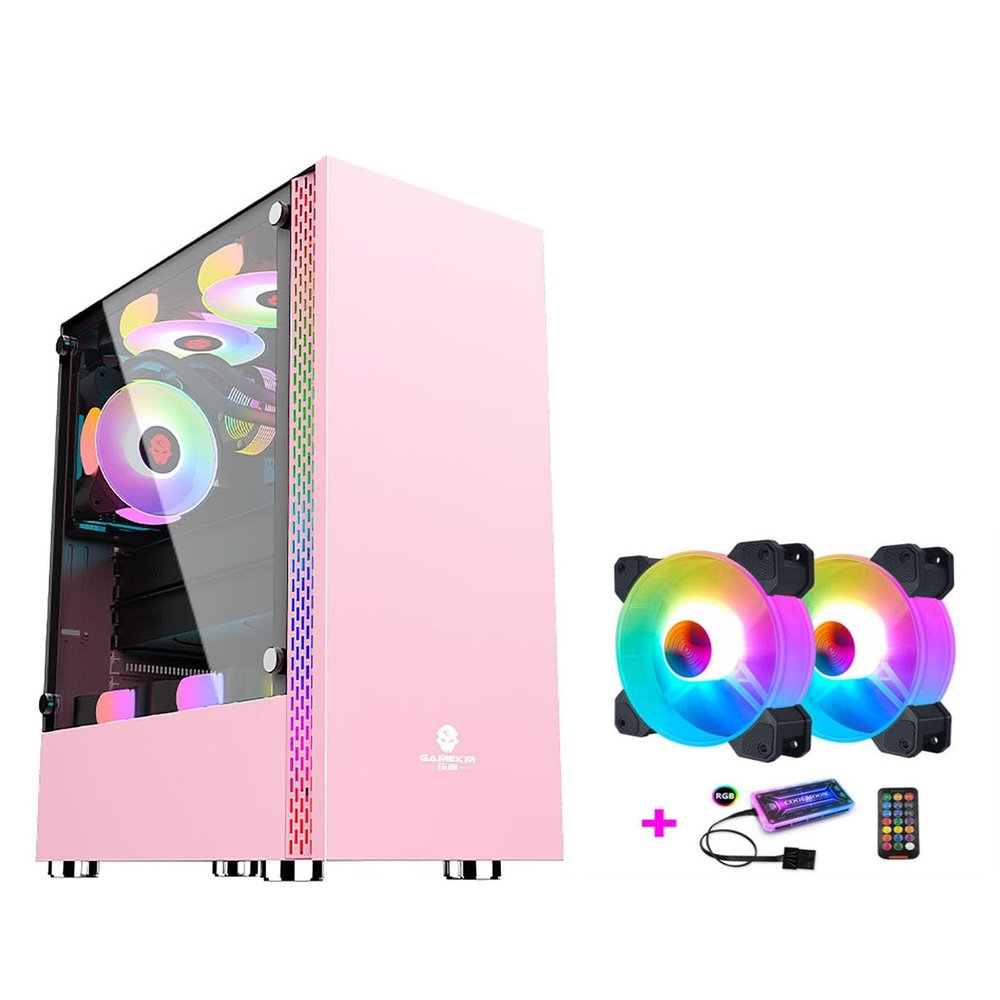 upim Computer Cases,Mid-Tower PC Gaming Case ATX/M-ATX/ITX - Front I/O USB 3.0 Port - Tempered Glass Side Panel - RGB Fan and Remote Control and Controller (Size : 2 Fans)