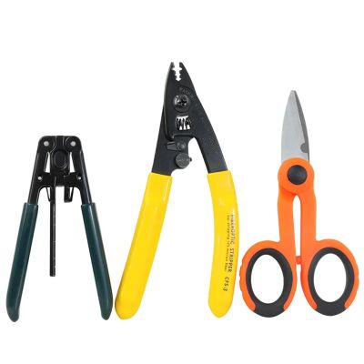 LYAART 3 Packs Fiber Optic Tool Kit Kevlar Scissors Double Hole Pliers Stripper and Fiber Optic Stripper CFS-3