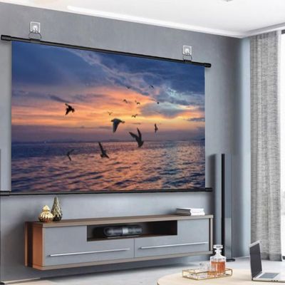 KEBER Pull Down Projector Screen, 60""/72""/80"" Movie Screen Wall Mounted 4K HD Projection Screen 16:9/4:3 Aspect Ratio, Home Cinema Wall or Ceiling Mountable Screen (Size : 72"" (16:9))