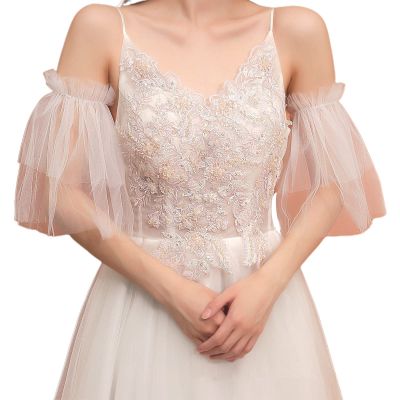 DGFJY Bridal Dress Sleeves White Removable Formal Dress Puff Sleeve Wedding Accessories Marriage Party Photoshoot Supplies Lace Arm