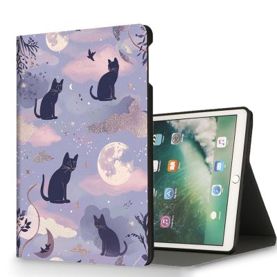 RUUHLJLET Case for iPad Air 3/Pro Generation (2019/2017) 10.5 Inch iPad Cover,Automatic Wake/Sleep,Adjustable Stand Protective Cover for Apple iPad 10.5" - Cute Cat and Moon