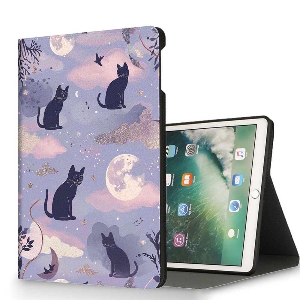 RUUHLJLET Case for iPad Air 3/Pro Generation (2019/2017) 10.5 Inch iPad Cover,Automatic Wake/Sleep,Adjustable Stand Protective Cover for Apple iPad 10.5" - Cute Cat and Moon