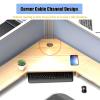YANBI 3 Monitor Stand for Corner Desk, Wood Monitor Stand Riser Office Tabletop Storage Rack, Space Saving Screen Riser Stands with Wiring Hole view 4