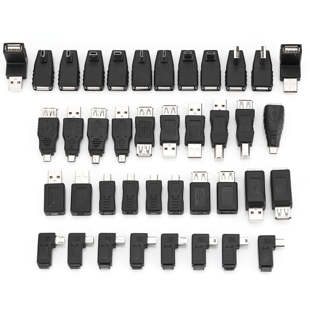 40 USB2.0 Adapters, Micro B M to Fem Converter, USB Coupler Connector Set for Various Devices