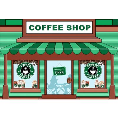 10x6ft Coffee Shop Backdrop for Photography Green Stripes Booth Decoration Props Ice Cream Background for Cake Smash Backdrops Children Birthday Portrait Banner