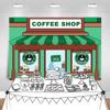 10x6ft Coffee Shop Backdrop for Photography Green Stripes Booth Decoration Props Ice Cream Background for Cake Smash Backdrops Children Birthday Portrait Banner view 3