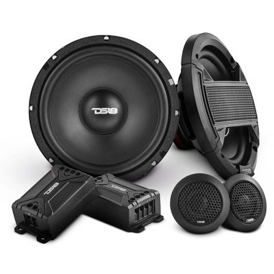 DS18 S65C Select 6.5" 2-Way Component Speaker Set 200 Watts 4-Ohm, Grill Included, Pair - 6.5" Door Speakers 2-Way with 1.5" Tweeters and 2X Passive Crossovers, Component Speaker System - Set of 2