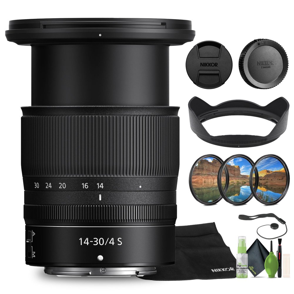 Nikon NIKKOR Z 14-30mm f/4.0 S Zoom Lens Z Cameras (20070) + Filter Kit + Cap Keeper + Cleaning Kit (Renewed)