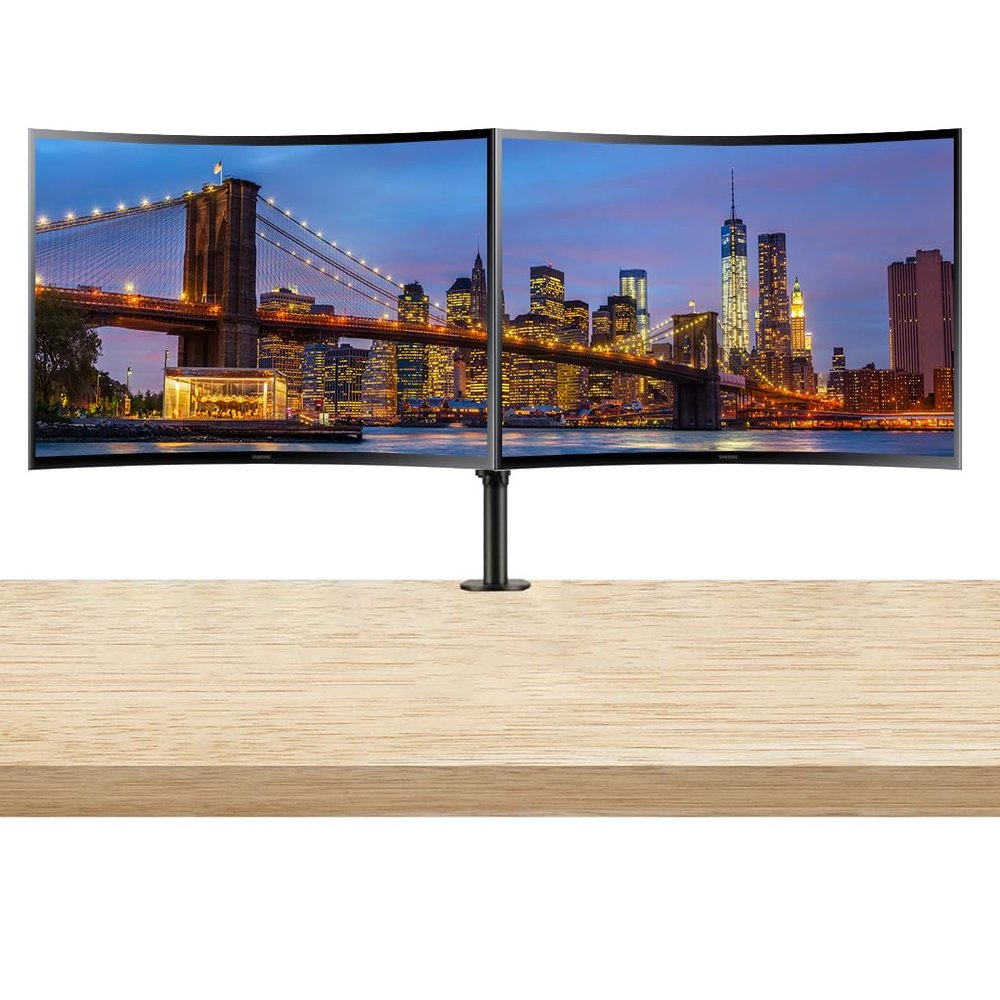 Samsung S36C 27-inch 1080P FHD Curved IPS LCD Monitor, 2-Pack Bundle with FreeSync, HDMI, VGA, Desk Mount Dual Monitor Stand (S27C368EAN), black