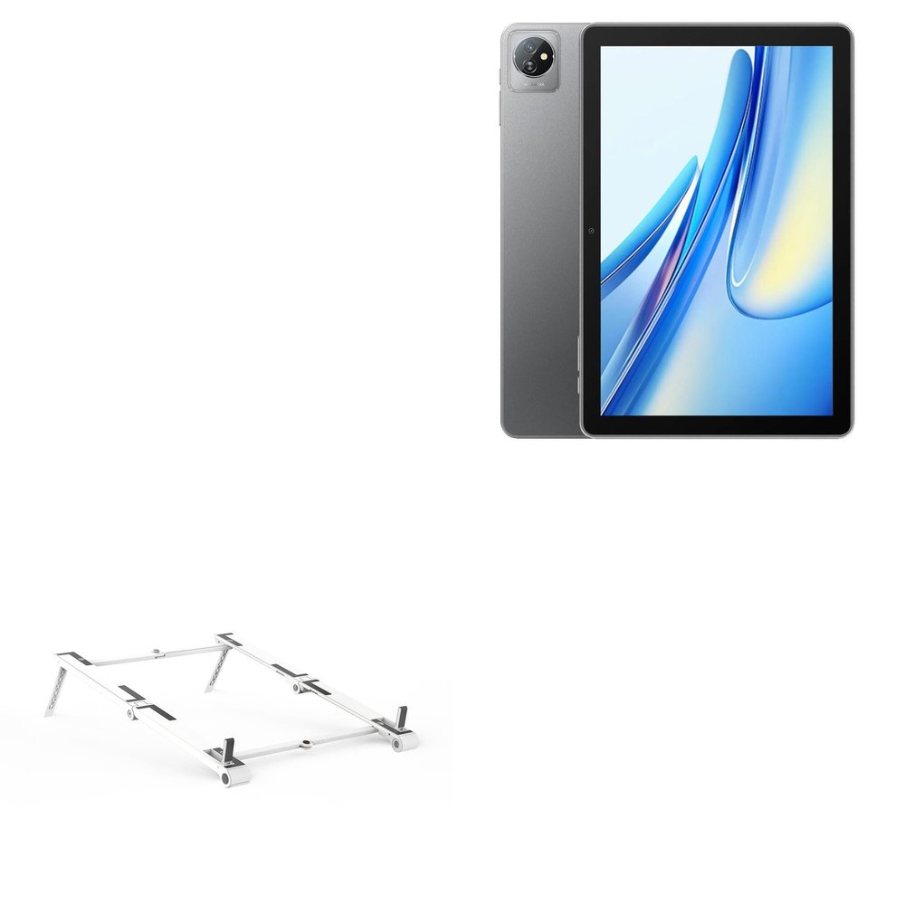BoxWave Stand and Mount Compatible with Blackview Tab 70 WiFi - Pocket Aluminum Stand 3-in-1, Portable Multi Angle Viewing Riser - Metallic Silver