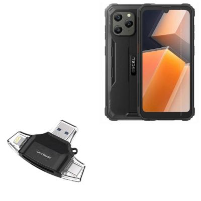 BoxWave Smart Gadget Compatible with Blackview Oscal S70 Pro - AllReader SD Card Reader, microSD Card Reader SD Compact USB - Jet Black