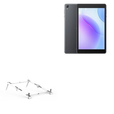 BoxWave Stand and Mount Compatible with Blackview Tab 50 WiFi - Pocket Aluminum Stand 3-in-1, Portable Multi Angle Viewing Riser - Metallic Silver