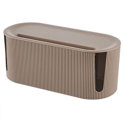 Cable Organizer Box Wire Cable Storage Organizer with Lid Multifunction Organizer Container for Dormitory Bedroom Living Room Desk Cable Management Box (Color : Brown)
