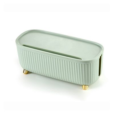 Cable Organizer Box Cable Management Socket Storage Box Stripe Wire Cable Storage Power Line Wire Organizer Receptacle Board Table Top Power Block Cable Management Box (Color : Light Green)