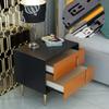 JECCIE Snack Table Nordic Creative Square with Drawer Storage Bedside Table Home Living Room Bedroom Bedside Cabinet Simple Storage Side Cabinet Sofa Table, Black view 2