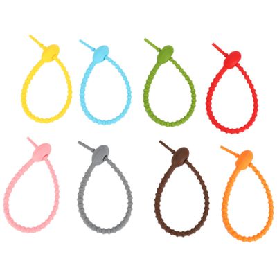 Hubceuo 40Pcs Colorful Silicone Ties Bag Clip, Bread Tie, Reusable Rubber Twist Tie, All- Silicone Ties