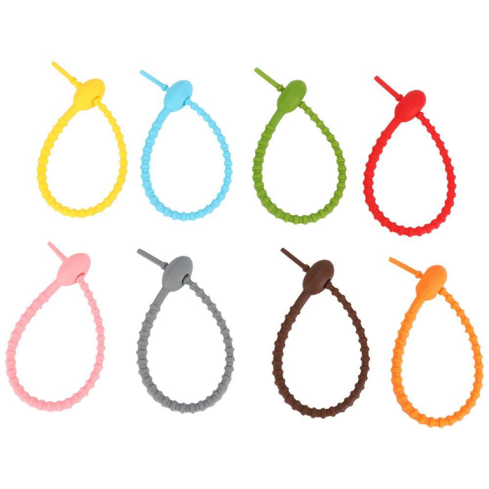 Hubceuo 40Pcs Colorful Silicone Ties Bag Clip, Bread Tie, Reusable Rubber Twist Tie, All- Silicone Ties