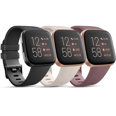 3 Pack Sport Bands Compatible with Fitbit Versa Bands, Classic Soft Sport Replacement Wristbands for Fitbit Versa 2 Smart Watch Women Men
