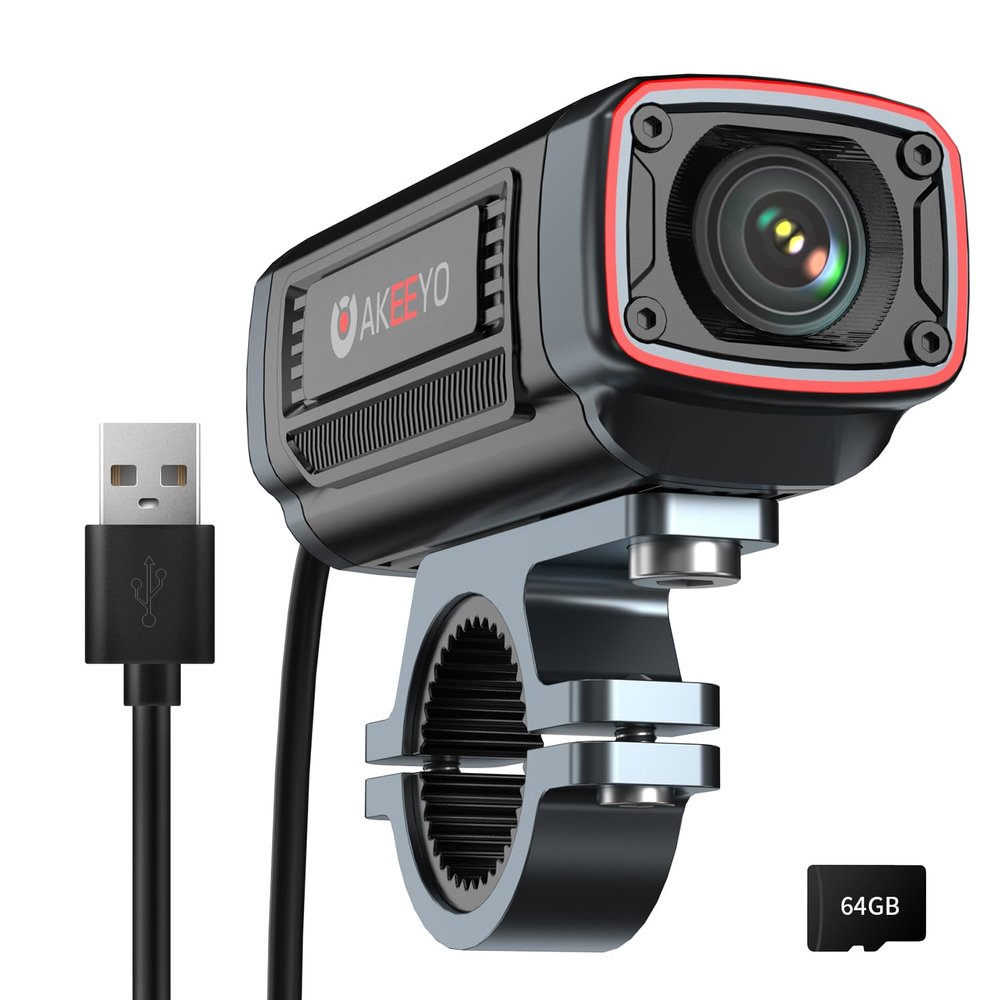 AKEEYO AKY-710S Motorcycle Camera 4K 28fps, 2K 55fps, Wide-Angle 142, IP67, 5MP, Loop & Emergency Recording, Parking Monitor, Motorcycle Bike,Outdoor Sports, Rechargeable, 64GB Card Included