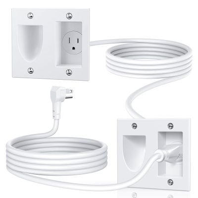 ELECPOW Hide Cords Wall Mounted - Power Bridge Wall Kit & Single AC Recessed Outlet Box for Wall Mount TV, UL Certification Safe Cable Management for Organized TV and Home Theater Setups (White)