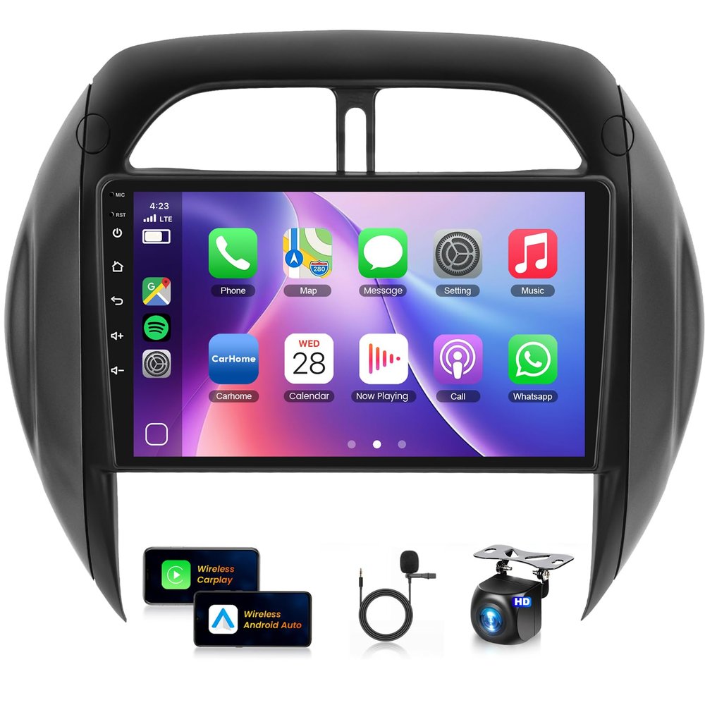 8Core 4+64G Car Stereo for Toyota RAV4 2003 2004 2005 Wireless Carplay Android Auto,9 inch 1280 * 720P IPS Touch Screen Radio, Android/GPS/WiFi/32EQ DSP Audio/Bluetooth/SWC/Backup Camera