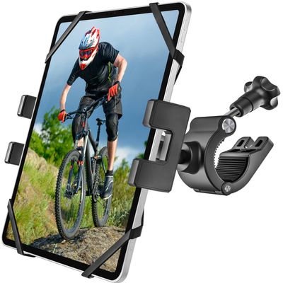 Bike Tablet Mount Holder [Ultra Stable] Motorcycle Tablet Mount for Bicycle Handlebar, Electric Scooter, Mountain, Dirt Bike Clamp- 360 Rotate Suitable for 4.7-13" iPad Pro, Air, Mini, IPhone, Galaxy