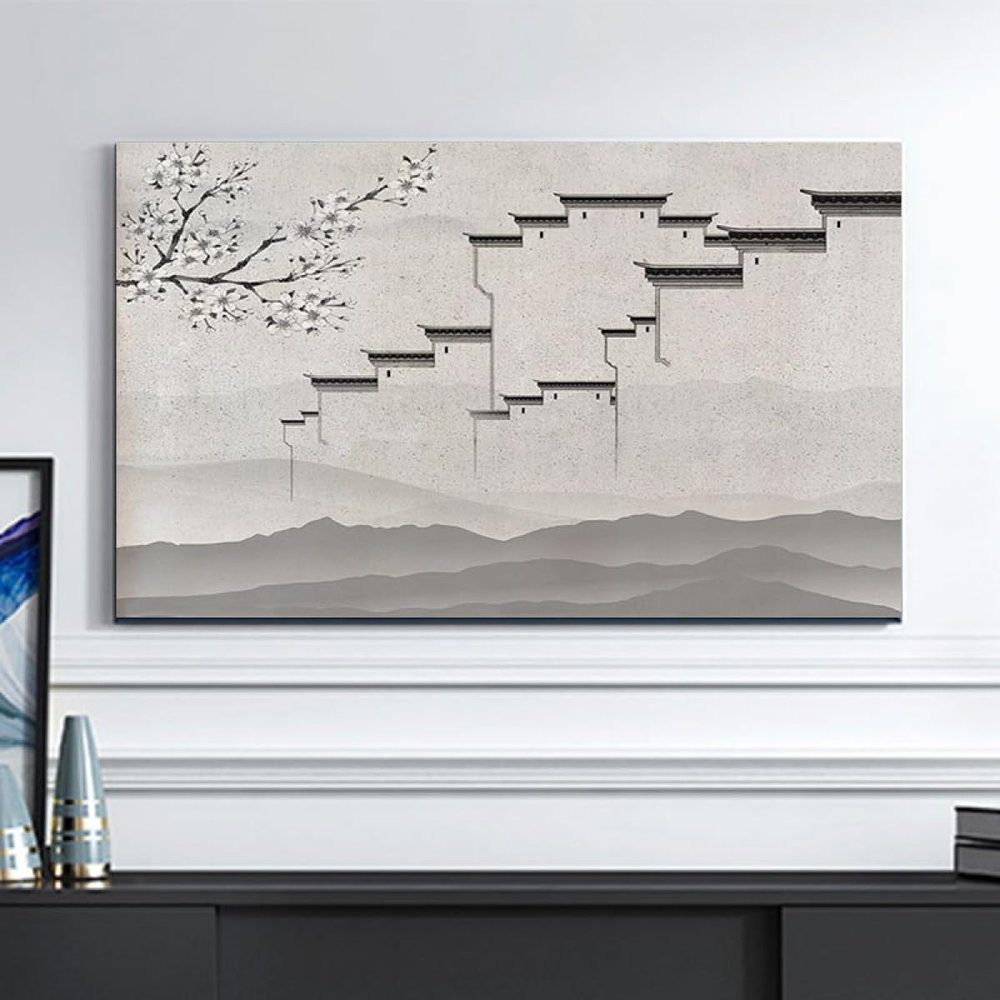 32-65in,TV Cover TV Dustproof Cover Indoor Home Fabric Computer Dust Covers Universal Hanging Curved Display Cover Painting Pattern LCD/LED Screen Protective Cover Bedroom Living Room Art Decoration