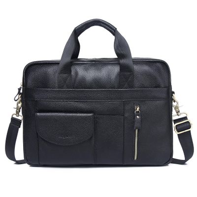 Ba*g KPF Leather Messenger Bag for Men 15.6 inch Briefcase Computer Laptop Bag Leather Satchel Bag Retro Shoulder Bag for Office Business Travel Black