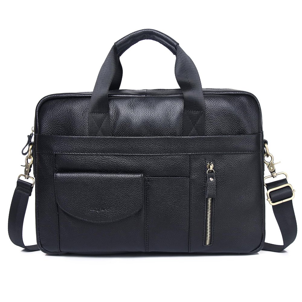Ba*g KPF Leather Messenger Bag for Men 15.6 inch Briefcase Computer Laptop Bag Leather Satchel Bag Retro Shoulder Bag for Office Business Travel Black