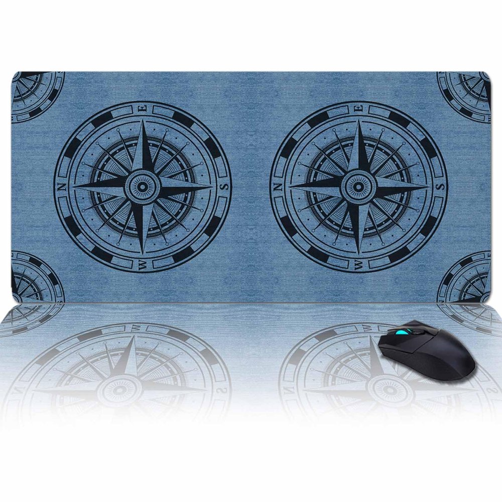 Oversized Gaming Mouse Pad, Compass Circle Dot Abstract Geometric Desk Mat for Home Office Extended XXL Computer Mouse Pad with Non-Slip Backing for Laptop Desktop Keyboard,35x15 inch