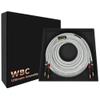 WORLDS BEST CABLES 8 Foot Ultimate - 8 AWG - Ultra-Pure OFC - Premium Audiophile HiFi Single Speaker Cable for Center Channel with Eminence Gold Banana Plugs & Silver Tweed Jacket view 1