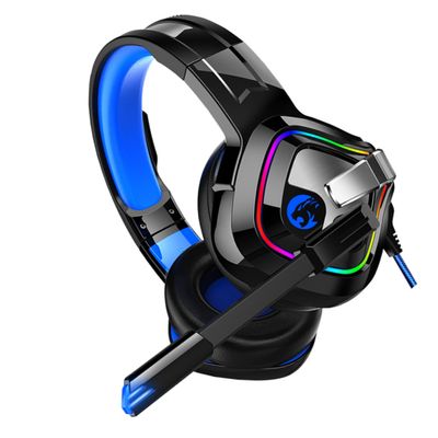Homoyoyo Led Gaming Headset with Driver Surround Sound Earmuffs RGB Marquee Light Noise Cancelling Microphone Portable Wired Headphones