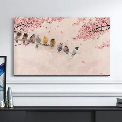 GSGC 32-65 Inches TV Cover Indoor TV Dust Cover Painting Printing Dustproof Cover Smooth Soft Polyester Dust Proof TV Screen Protector Cover Fabric for LCD LED Bedroom Living Room Decoration Cover