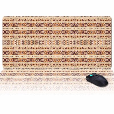 Oversized Gaming Mouse Pad, Nordic Ethnic Morocco Retro Geometric Texture Desk Mat for Home Office Extended XXL Computer Mouse Pad with Non-Slip Backing for Laptop Desktop Keyboard,35x15 inch