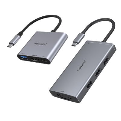 3 in 1 USB C to HDMI Multiport Adapter with 4K HDMI Output & 8 in 1 USB C Docking Station Dual Monitor for Dell/HP/Lenovo/Surface Laptop with 2hdmi dp vga