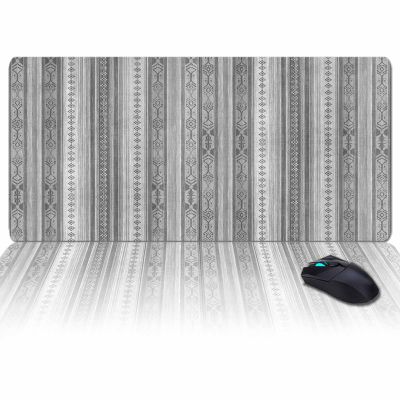 Oversized Gaming Mouse Pad, Vintage Grey Bohemian Stripe Desk Mat for Home Office Extended XXL Computer Mouse Pad with Non-Slip Backing for Laptop Desktop Keyboard,35x15 inch