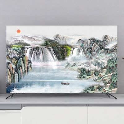 GSGC TV Cover 32-80in TV Dust Cover Indoor Monitor Dust Cover Flat Screen Protector Cover Universal Cover for LCD/LED Hanging Curved Plasma TV Display Protector Cloth European Artwork Decoration