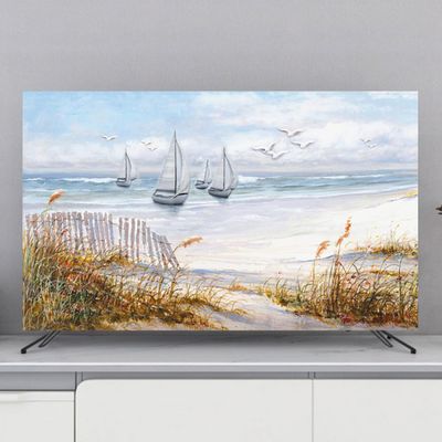 GSGC TV Cover 32-80in TV Dust Cover Indoor Monitor Dust Cover Flat Screen Protector Cover Universal Cover for LCD/LED Hanging Curved Plasma TV Display Protector Cloth European Artwork Decoration