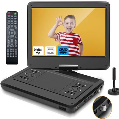 Feihe 16.5" Inch Portable TV/DVD Player Combo with 14" HD Swivel Screen and Digital Tuner,HDMI Input, Built-in Battery, Dual Stereo High Volume Speakers