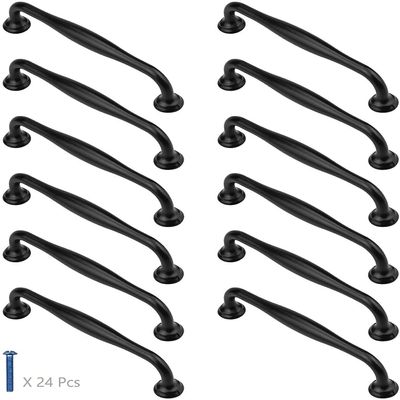 SwePer Handles,Handle Set,12 Pack Black Cabinet Doors Pull Handles 128mm Hole Centre Aluminum Kitchen Cupboard Handles Bow Shape Furniture Drawers Knobs Handle