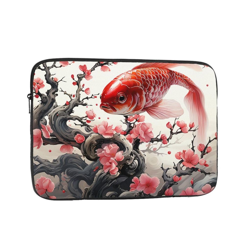 NONHAI Red Plum Fish Laptop Sleeve Case 17 inch Laptop Bag Shockproof Protective Notebook Case Computer Carrying Bag Case, Black