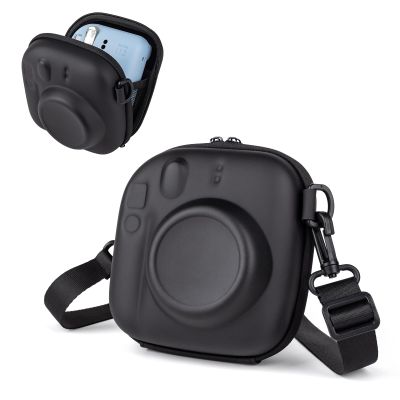 MUZIRI KINOKOO Hard EVA Case for Fuji Instax Mini 12/99/40/11/8/9/7+/Liplay Camera, Protective Case Storage Bag for Instax Mini Instant Camera - with Shoulder Strap - Black