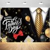15x10ft Fathers Day Backdrop Black Gold Ties Balloons Glitter Dots Photography Background Happy Fathers Day Party Fathers Portraits Decoration Supplies Photo Booth Props view 1