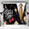 15x10ft Fathers Day Backdrop Black Gold Ties Balloons Glitter Dots Photography Background Happy Fathers Day Party Fathers Portraits Decoration Supplies Photo Booth Props view 3