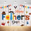 12x8ft Fathers Day Backdrop Blue Necktie Fixing Tools Balls Wooden Photography Background Happy Fathers Day Party Family Portraits Decoration Supplies Photo Booth Props view 1
